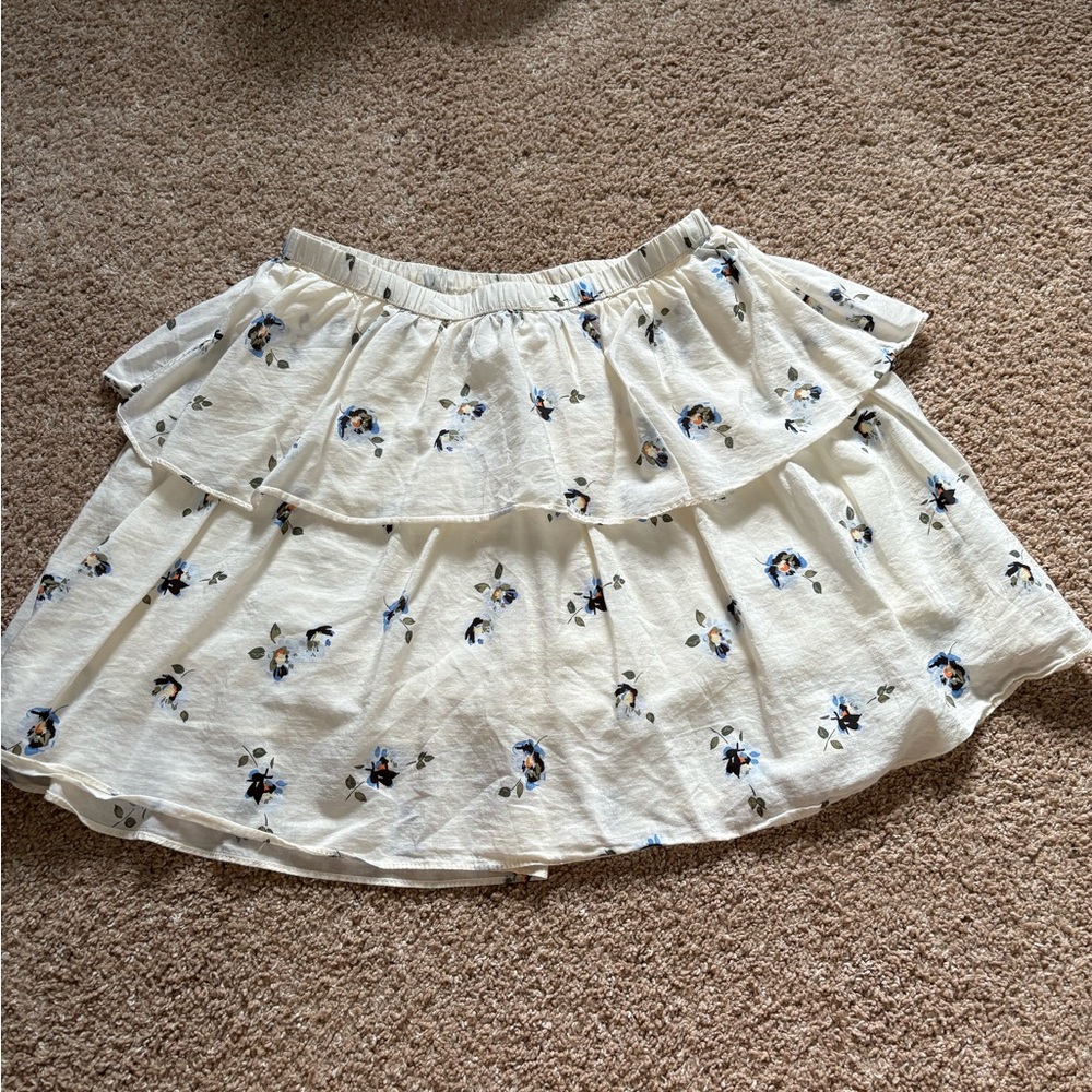 Universal Thread Cream Floral A-Line Skirt